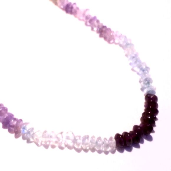 Vintage Semi Precious Multi Gemstone Chip Beaded Necklace - Picture 6 of 6